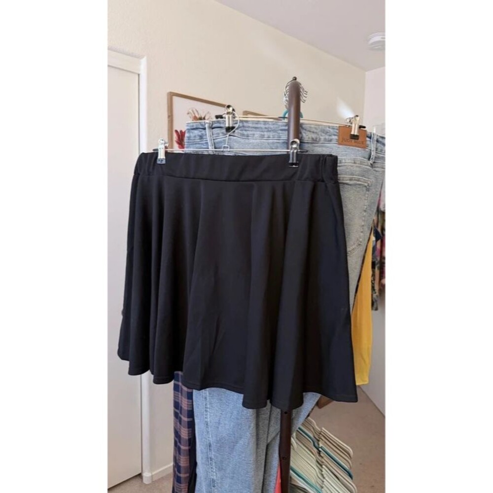 Black High Waist Skater Skirt 3XL